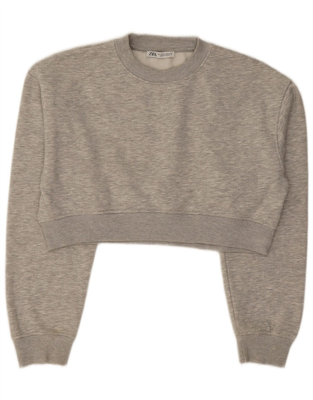 Zara Womens Crop Oversized Moletom Jumper Reino Unido 10 Pequeno Cinza Salpicado