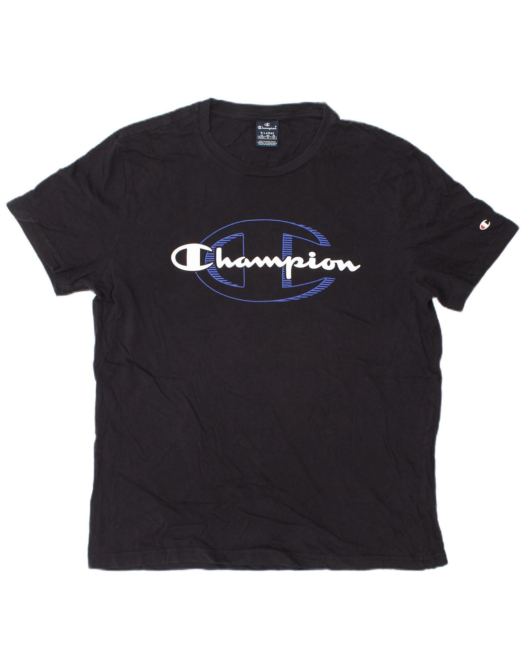 Camiseta gráfica masculina CHAMPION Top XL algodão preto