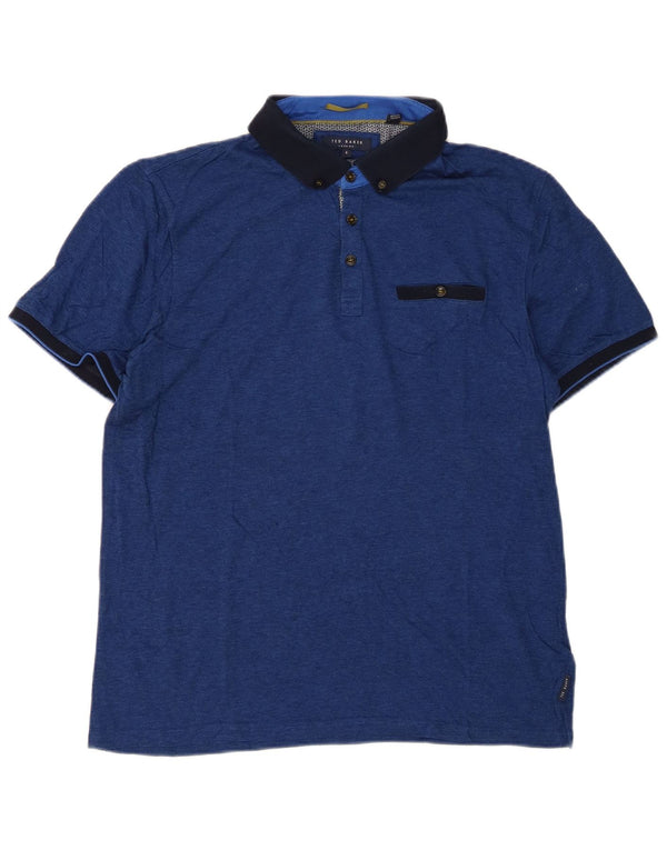 Camisa polo masculina Ted Baker tamanho 4 grande algodão azul