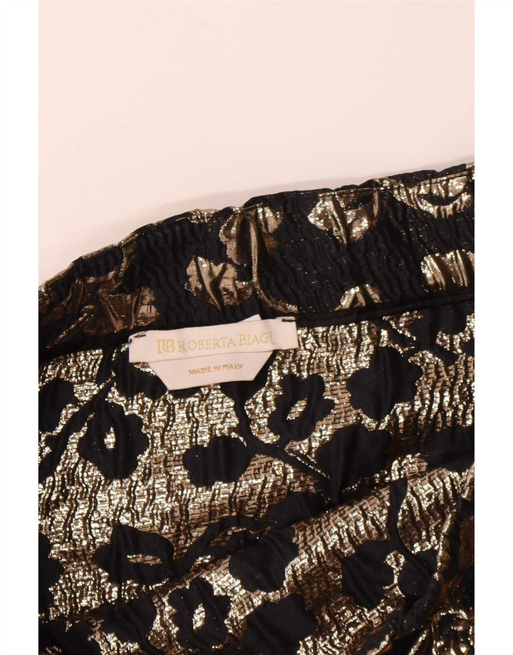 Saia feminina vintage linha A W30 médio preto floral