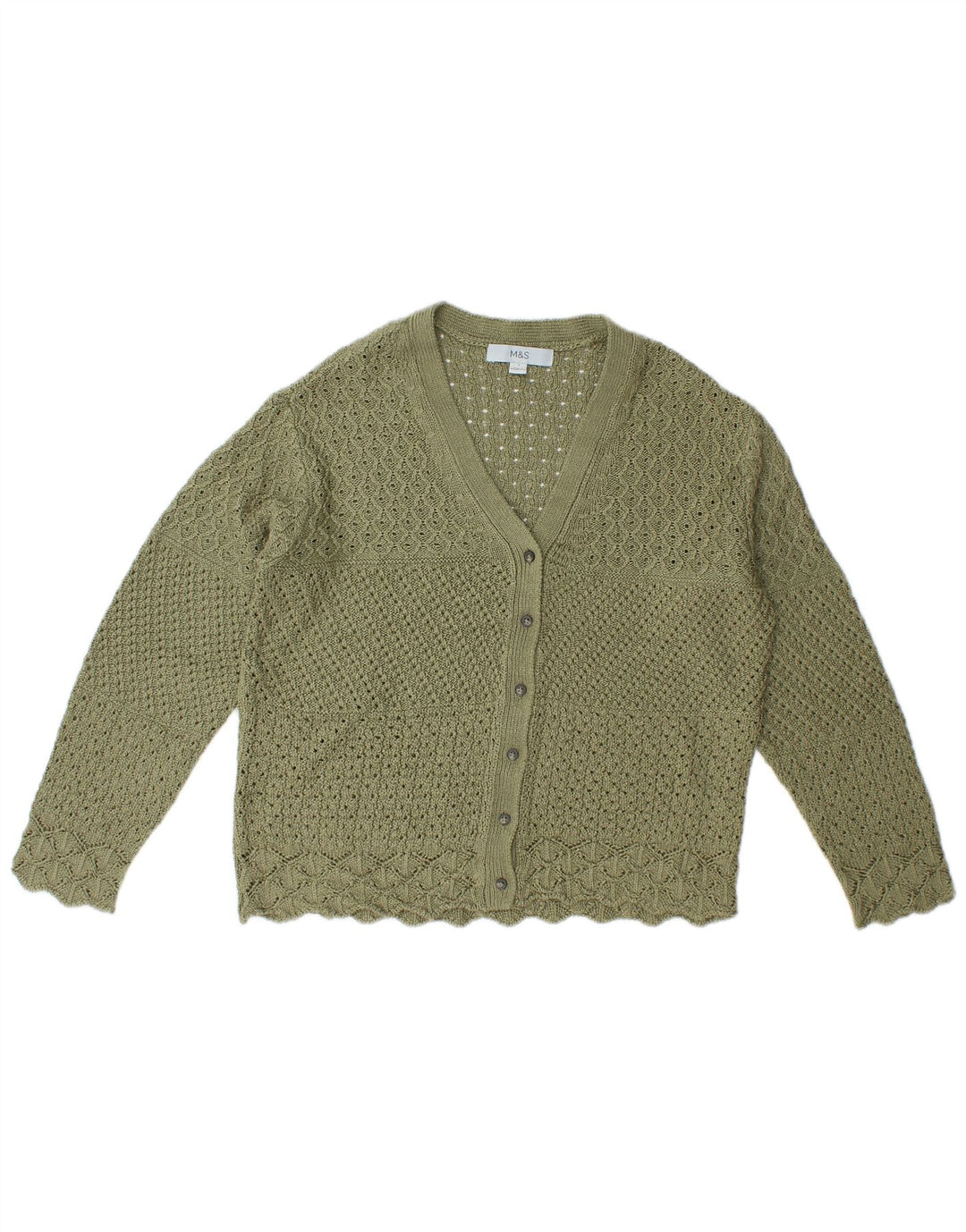 Suéter cardigã feminino grande Marks & Spencer Reino Unido 10 pequeno verde