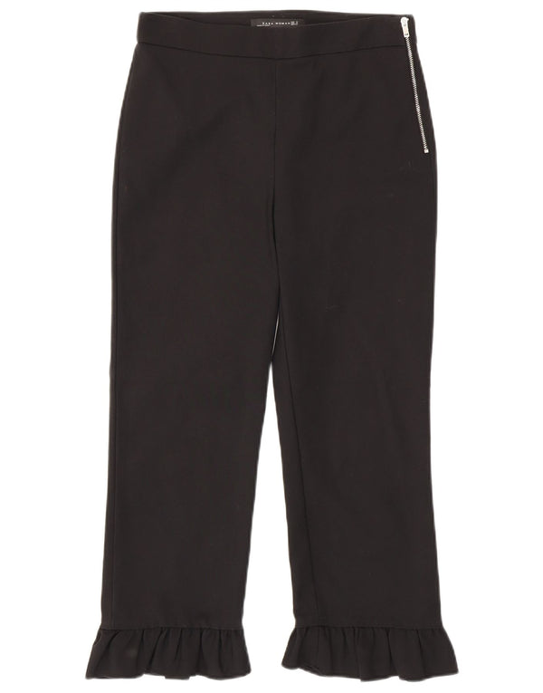 Zara Calça feminina reta cortada pequena W26 L23 preta