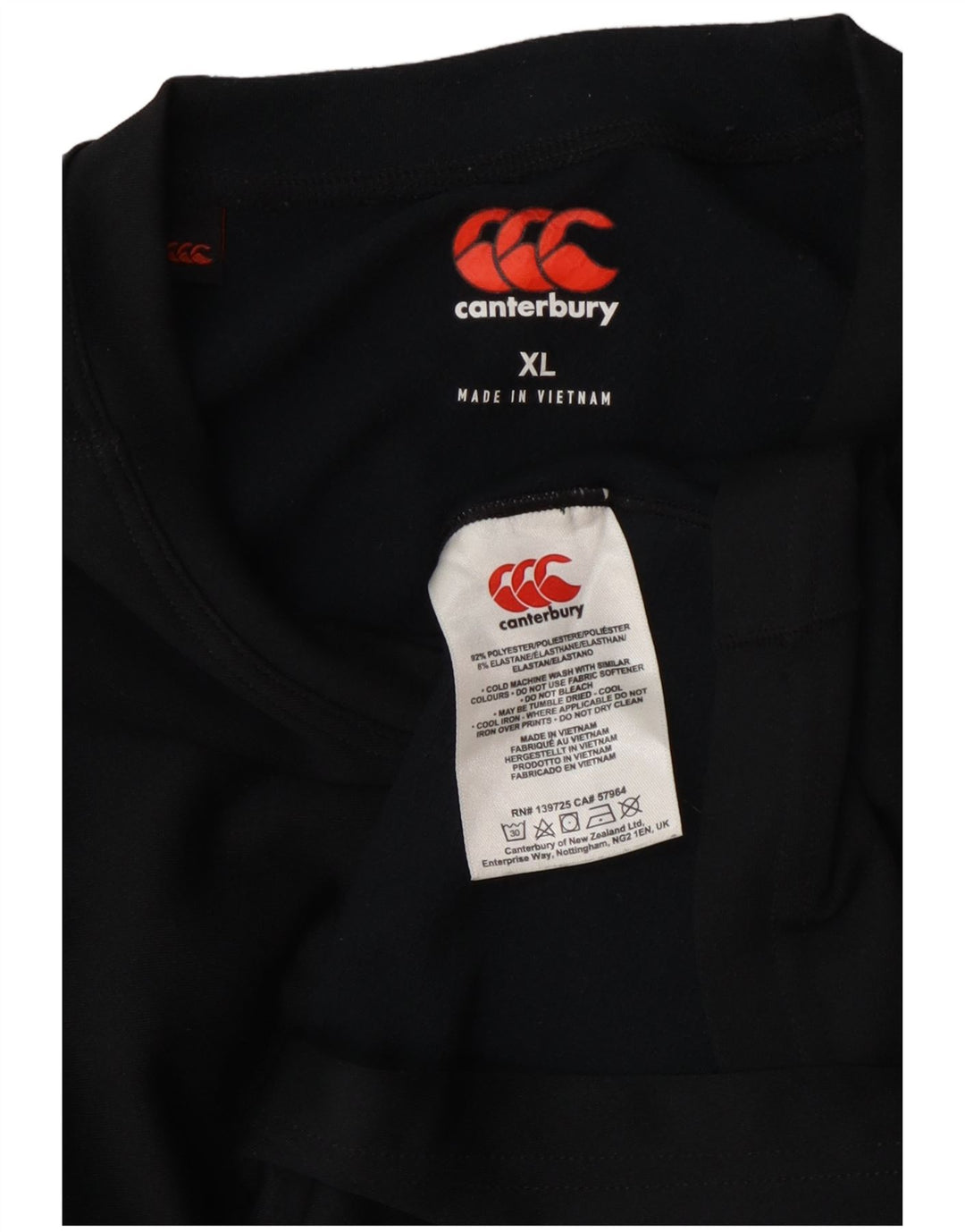 Top gráfico feminino Canterbury manga comprida UK 18 XL poliéster preto