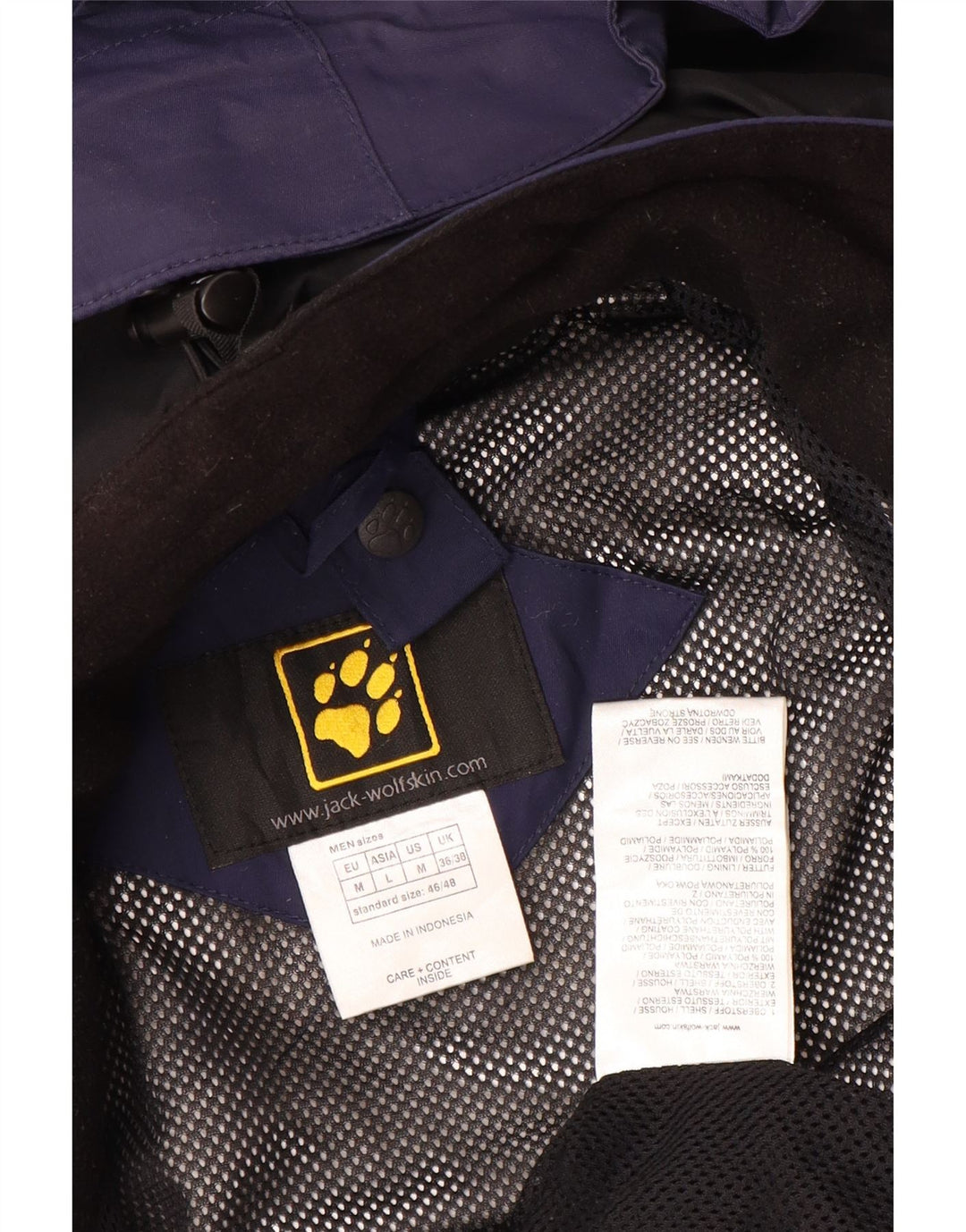 Jaqueta de chuva masculina JACK WOLFSKIN Reino Unido 36/38 bloco colorido azul marinho médio