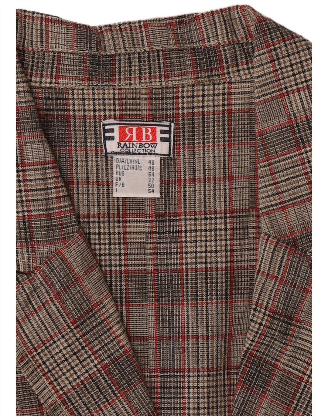 Colete feminino RAINBOW UK 22 3XL cinza xadrez
