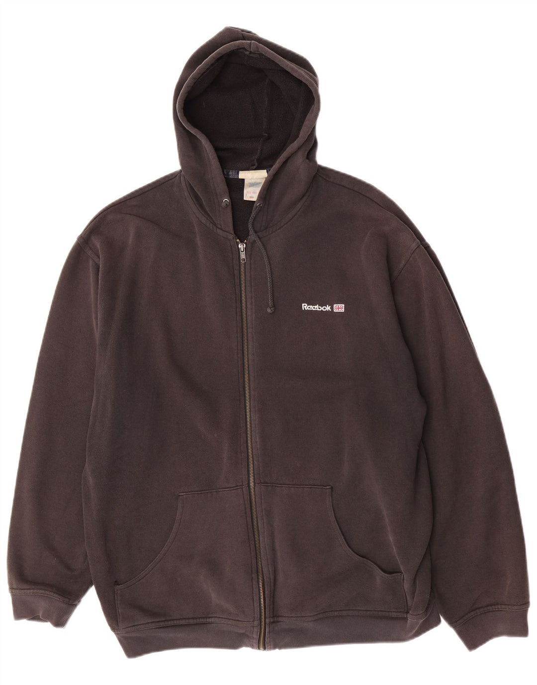 Suéter Reebok masculino com capuz e zíper grande algodão cinza
