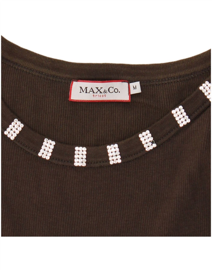 Colete feminino tricotado Max & Co. Reino Unido 12 marrom médio