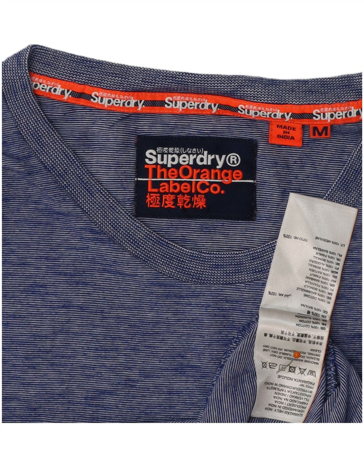 Camiseta masculina SUPERDRY top algodão manchado azul médio