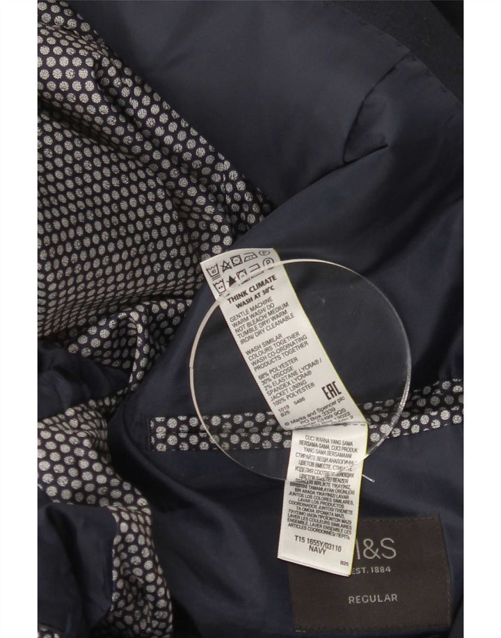 Jaqueta blazer masculina Marks & Spencer curta de 2 botões Reino Unido 44 2XL azul marinho