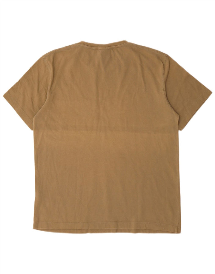 Camiseta masculina ZARA Top grande de algodão cáqui