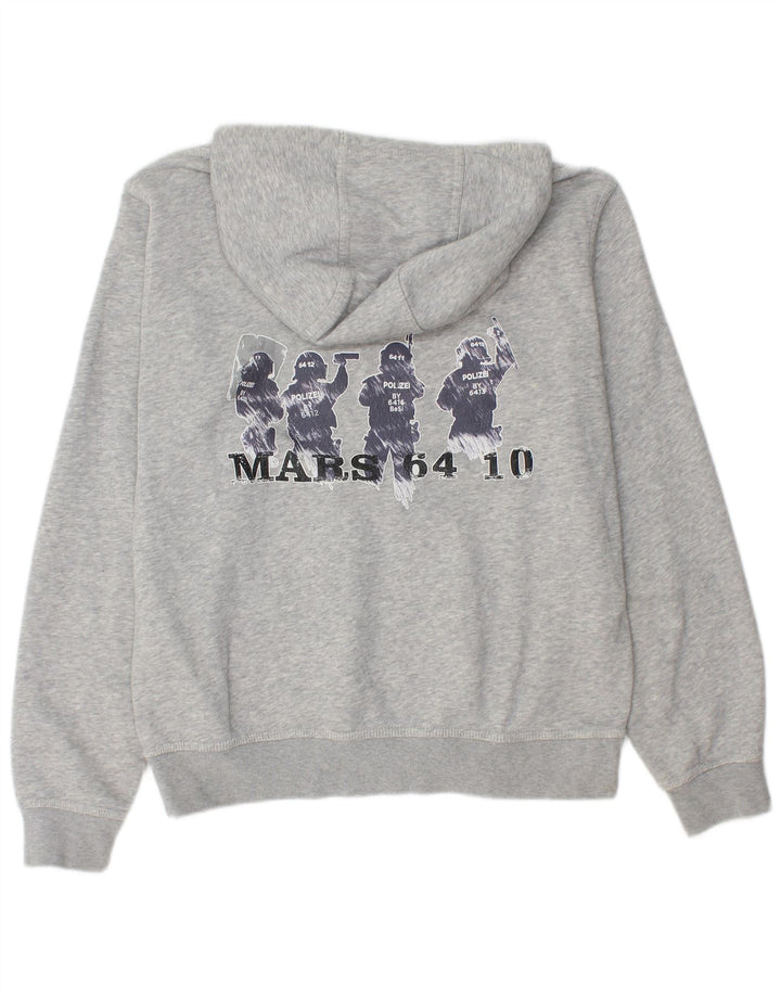 Suéter com capuz gráfico masculino Nike médio cinza algodão manchado