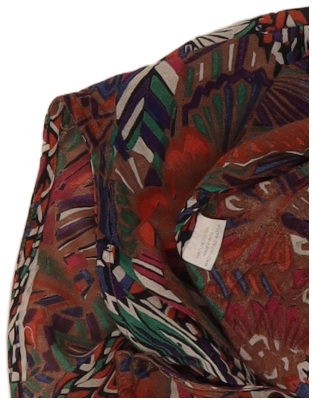 Blusa feminina vintage com padrão abstrato Reino Unido 14 grande multicolorida