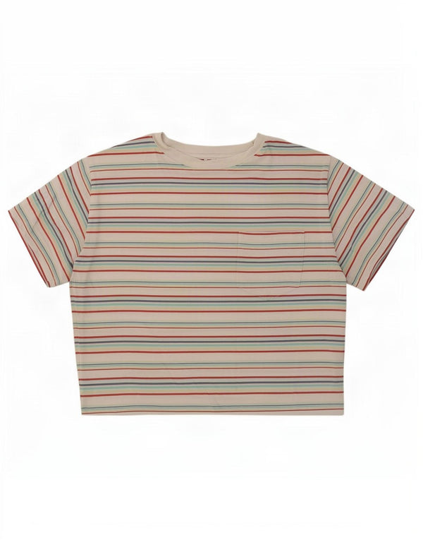Camiseta feminina Levi's Crop Top UK 14 Médio Algodão listrado multicolorido