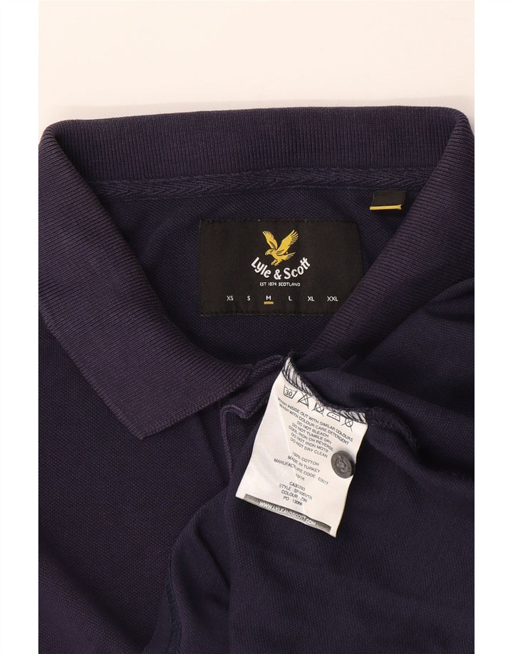 Camisa polo masculina Lyle & Scott de algodão azul marinho médio
