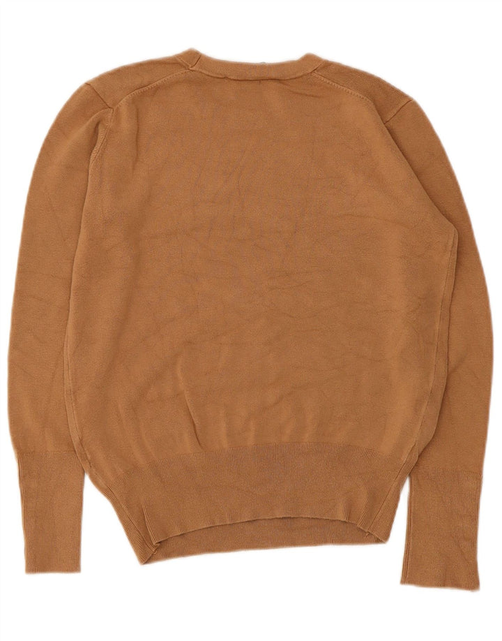 Zara Suéter feminino com gola redonda, Reino Unido 12, marrom médio