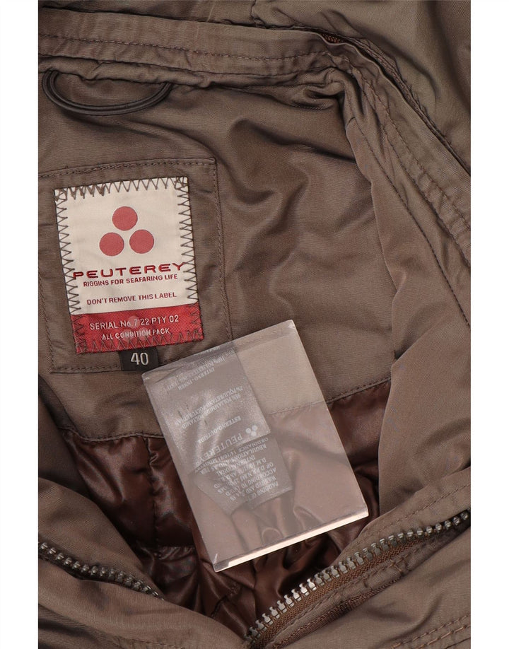 Casaco feminino acolchoado com capuz PEUTEREY IT 40 pequeno poliéster cáqui