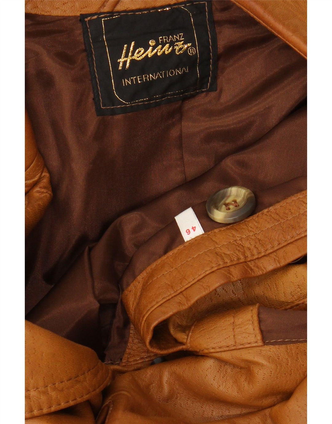 Casaco de couro militar masculino VINTAGE EU 46 pequeno bege