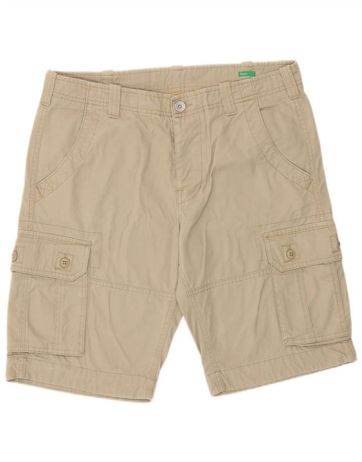 Benetton Mens Cargo Shorts IT 48 Médio W32 Algodão Bege