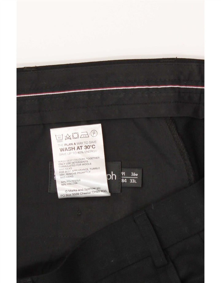Calça masculina de terno reto Marks & Spencer W36 L33 poliéster preto