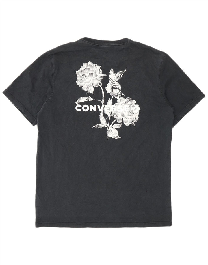 Converse Mens Graphic T-Shirt Top Grande Algodão Preto