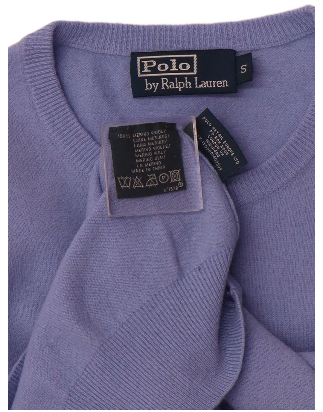 POLO RALPH LAUREN Suéter masculino com gola redonda, pequeno, roxo, lã merino