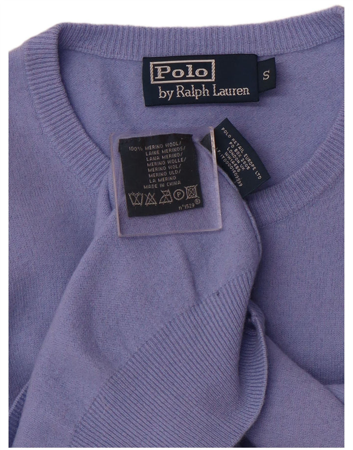 POLO RALPH LAUREN Suéter masculino com gola redonda, pequeno, roxo, lã merino
