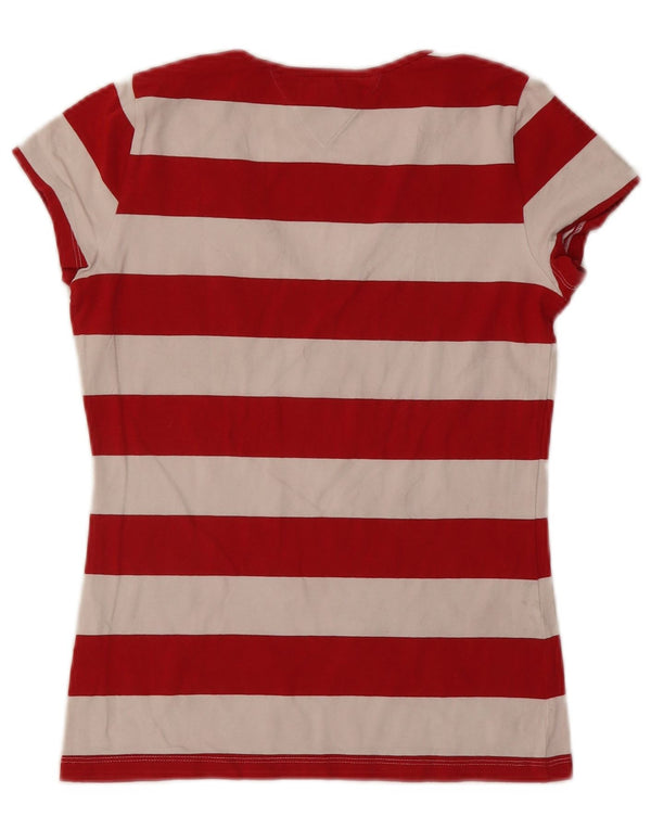 Camiseta feminina TOMMY HILFIGER UK 12 algodão listrado vermelho médio