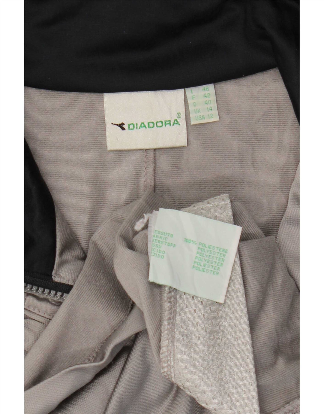 Diadora Womens Oversized Tracksuit Top Jacket UK 14 Large Grey Colourblock