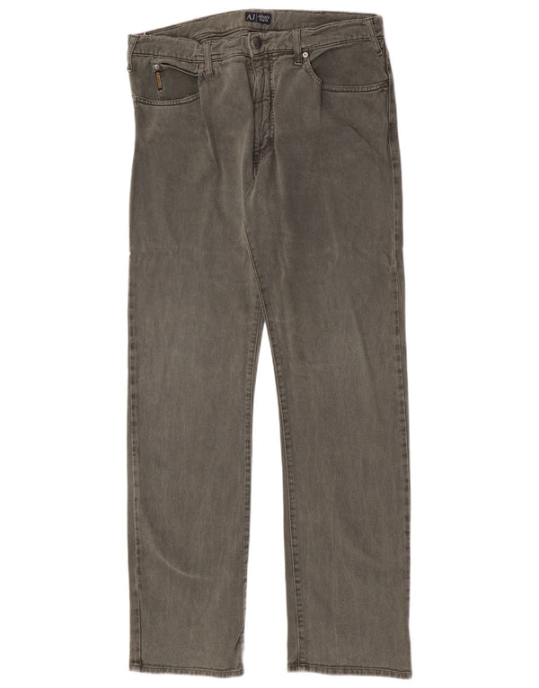 Calça jeans reta masculina Armani W36 L34 algodão verde