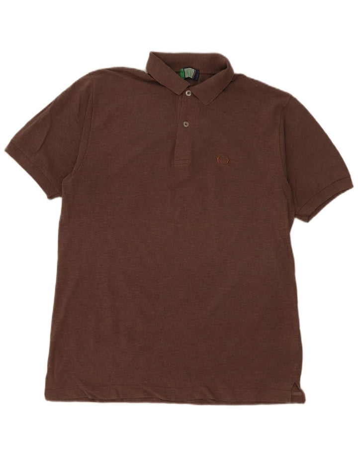 Camisa polo masculina Sergio Tacchini IT 52 grande algodão marrom