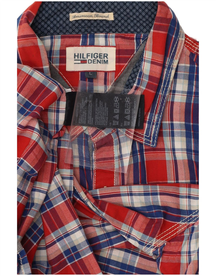 Camisa masculina TOMMY HILFIGER 15-16 anos grande algodão xadrez vermelho