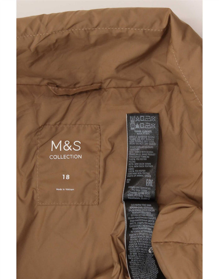 Casaco acolchoado feminino Marks & Spencer UK 18 XL poliéster bege