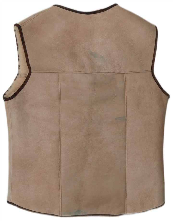 Colete Sherpa feminino VINTAGE UK 14 médio bege