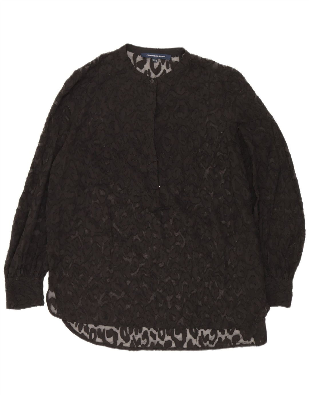 Top túnica feminina French Connection transparente Reino Unido 12 médio preto