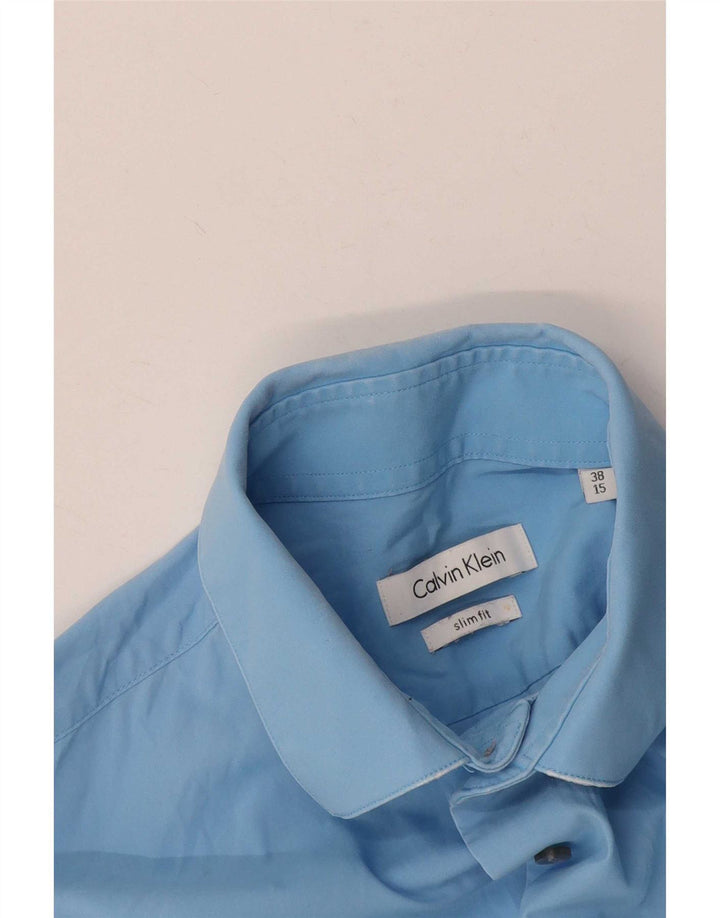 Camisa masculina Calvin Klein Slim Fit tamanho 38 15 azul médio