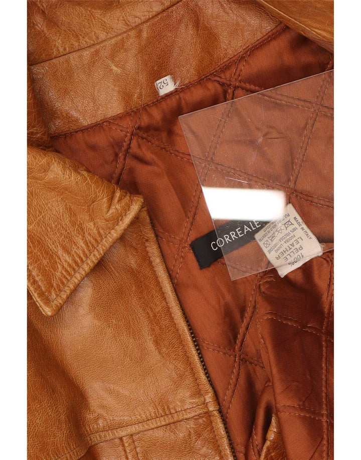Jaqueta de couro masculina vintage IT 52 XL marrom
