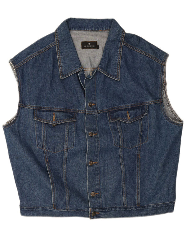 Colete jeans masculino vintage UK 46 3XL azul