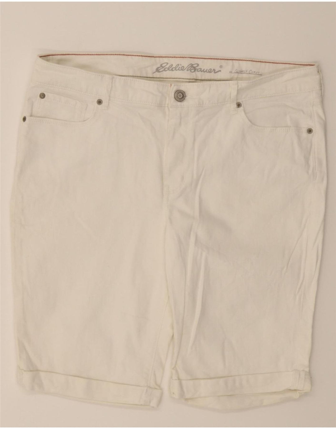 EDDIE BAUER Womens Denim Shorts US 12 Large W34 White Cotton Vintage Eddie Bauer and Second-Hand Eddie Bauer from Messina Hembry 