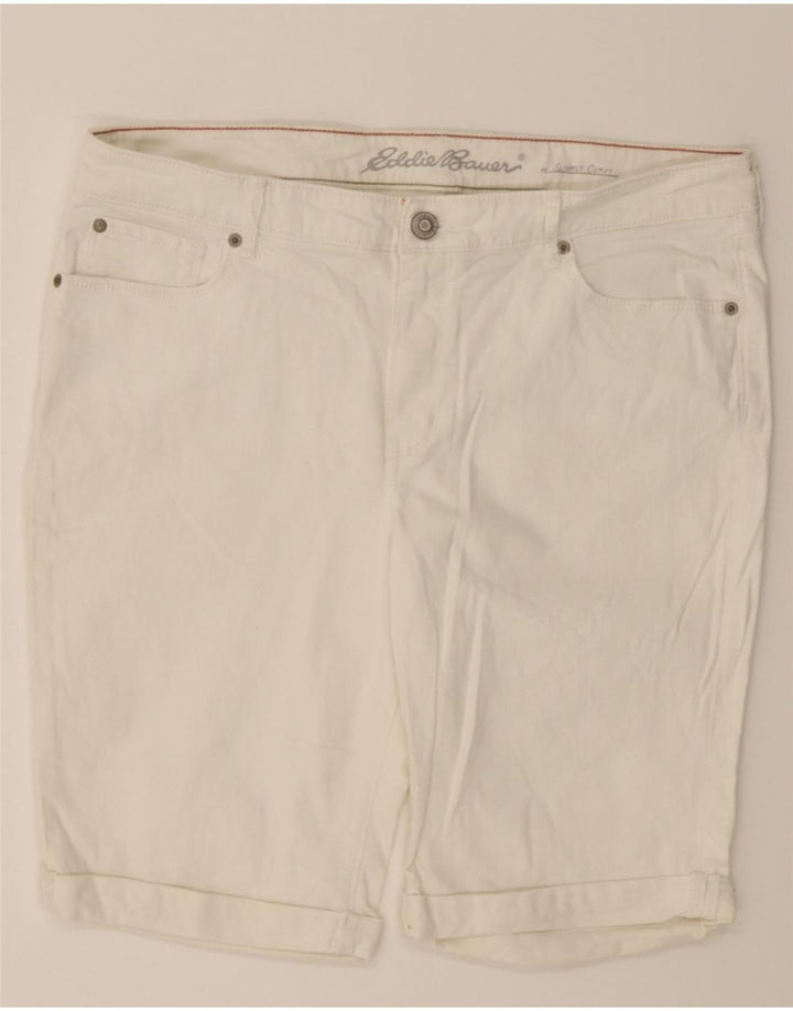 EDDIE BAUER Womens Denim Shorts US 12 Large W34 White Cotton Vintage Eddie Bauer and Second-Hand Eddie Bauer from Messina Hembry 