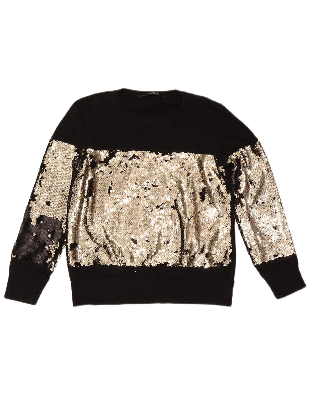 Suéter feminino Guess UK 14 médio preto colorblock algodão