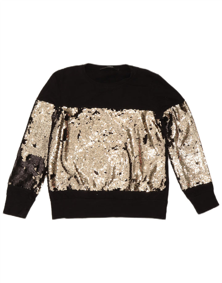 Suéter feminino Guess UK 14 médio preto colorblock algodão