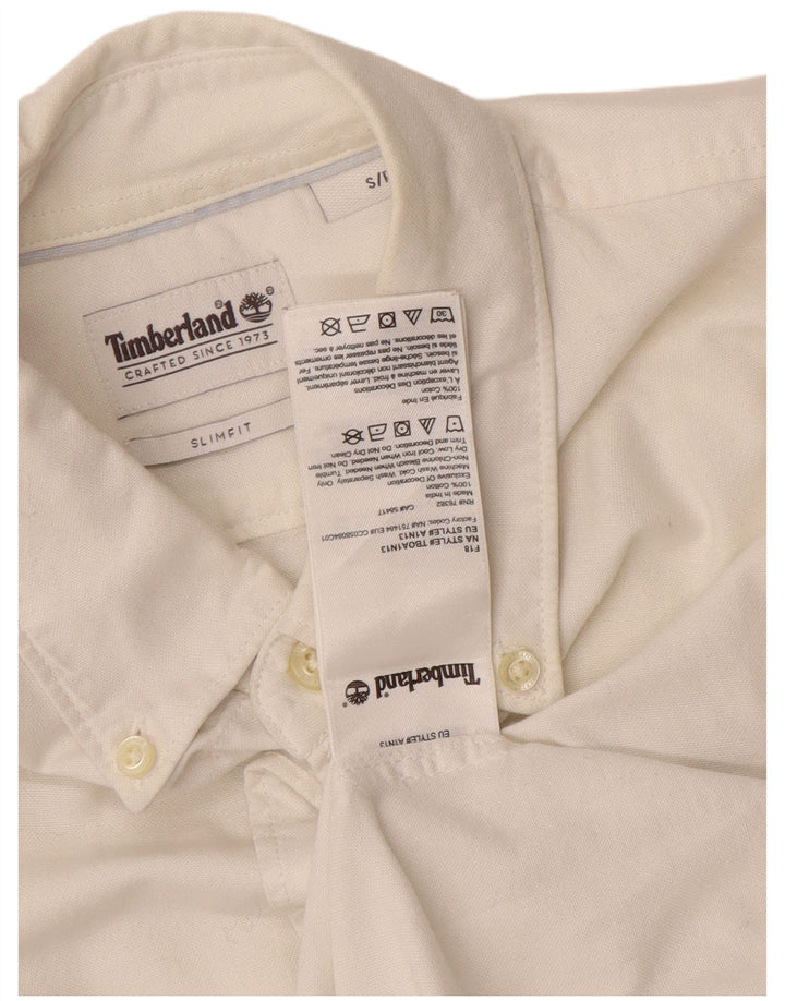 Timberland Mens Slim Fit Camisa Pequena Algodão Branco