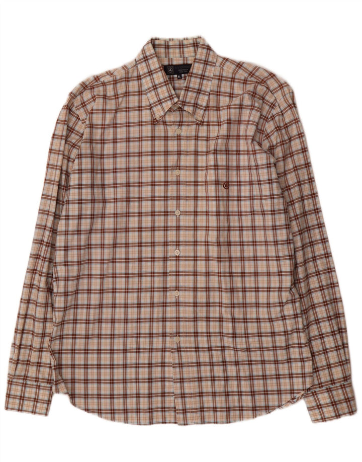 Camisa masculina Ivy Oxford XL marrom xadrez algodão