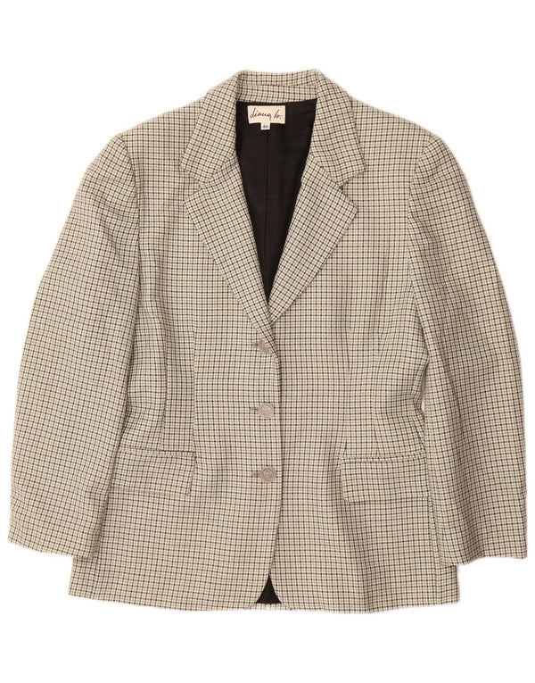 Jaqueta blazer feminina VINTAGE com 3 botões IT 46 grande lã cinza houndstooth
