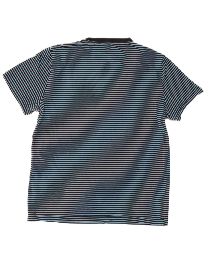 Camiseta masculina Fred Perry grande algodão listrado azul marinho