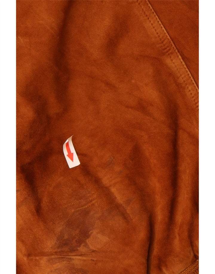 Jaqueta bomber masculina vintage de camurça IT 56 3XL couro marrom