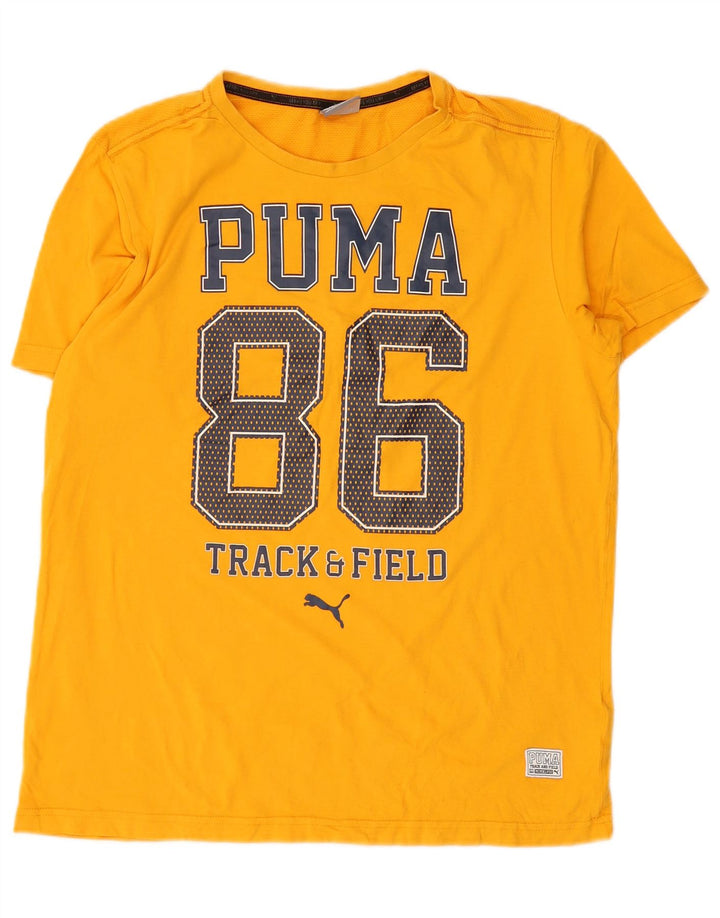 Camiseta masculina gráfica PUMA Top médio algodão amarelo