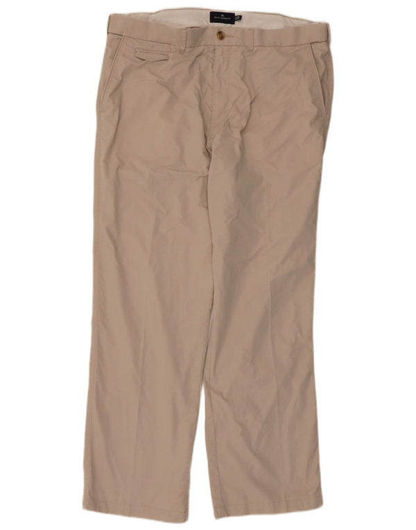 Calça chino reta masculina Marks & Spencer Blue Harbor W38 L31 bege