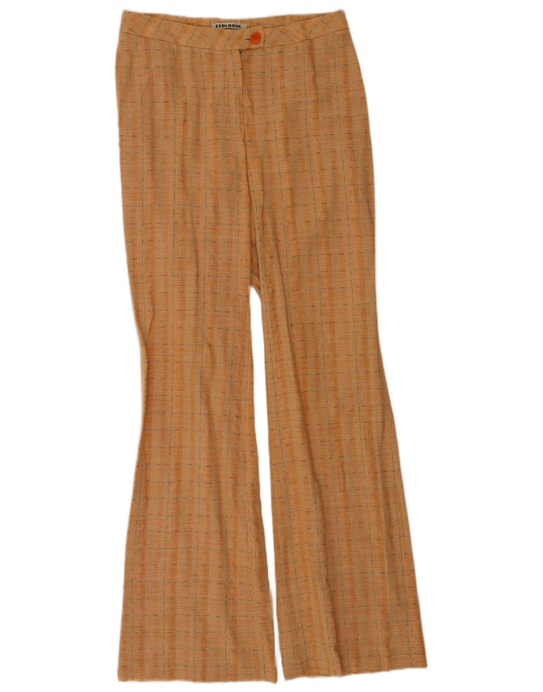 Calça feminina vintage bootcut IT 42 médio W28 L34 laranja xadrez