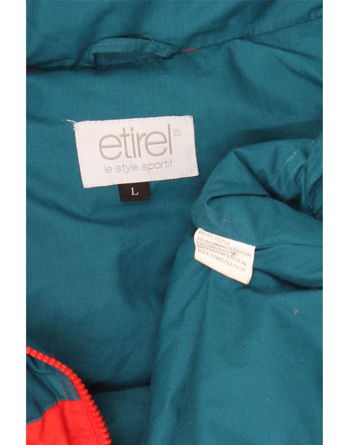 Jaqueta masculina acolchoada com capuz Etirel UK 40 grande bloco colorido vermelho inverno